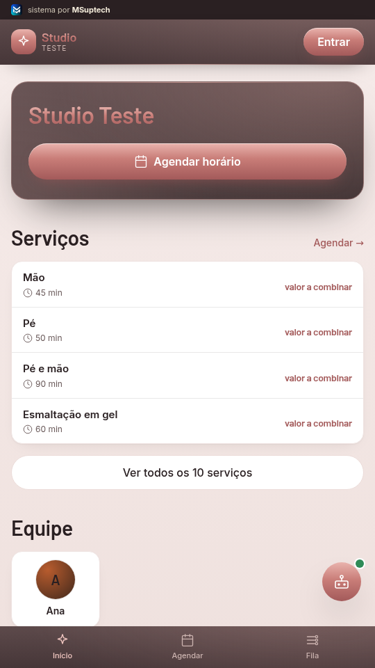 App do MSuptech Beleza: serviços e agendamento