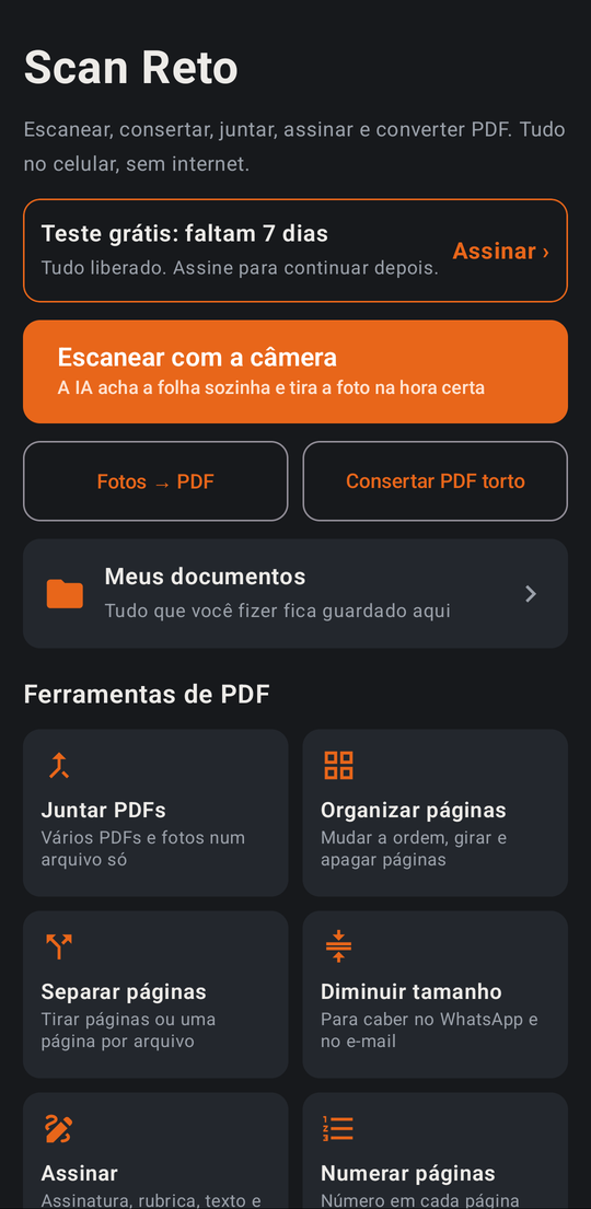 Tela inicial do Tech Scan